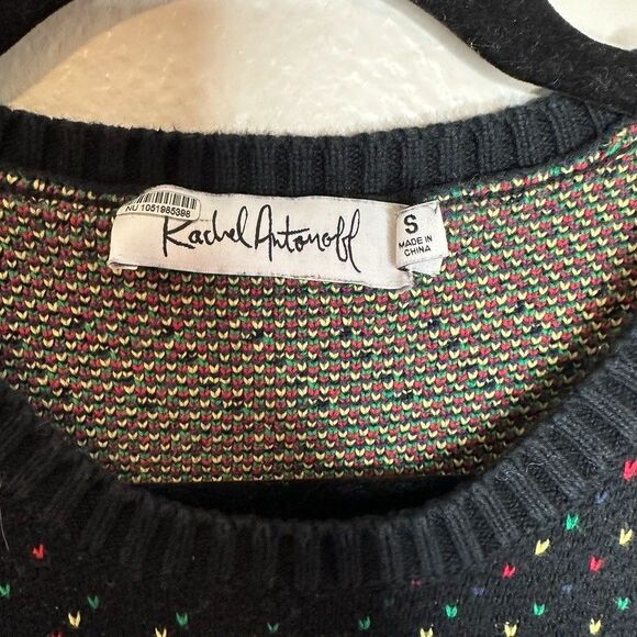 Rachel Antonoff Maddy Fringe Dress Size XS Mini Heart Jaquard Black Cotton - Picture 3 of 7